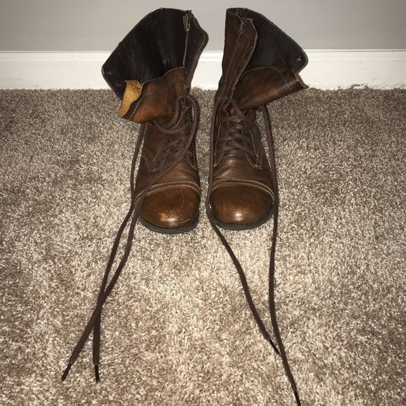 Steve Madden Brown Combat Boots - Picture 2 of 7